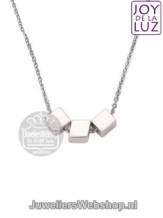 JOY de la LUZ JLN026-42 Layered Necklace 3 Cubes Silver 42-45cm